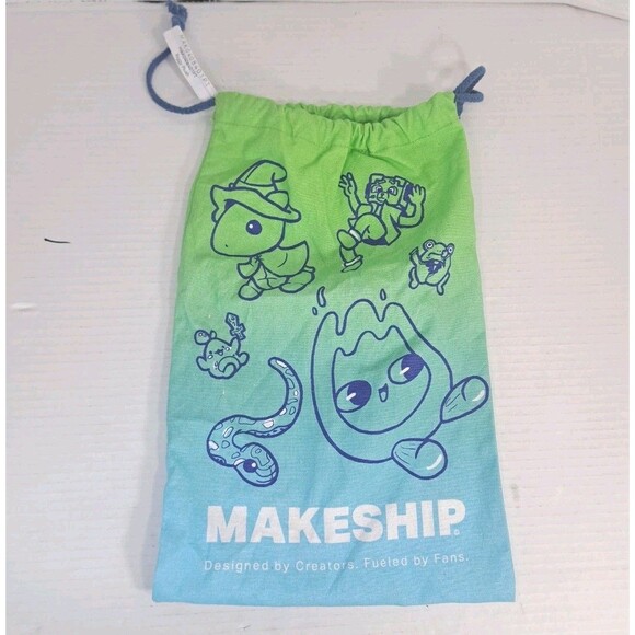 MAKESHIP Plush Collectible Drawstring Bag Green Blue Storage Sack Only NO PLUSH - Picture 1 of 2
